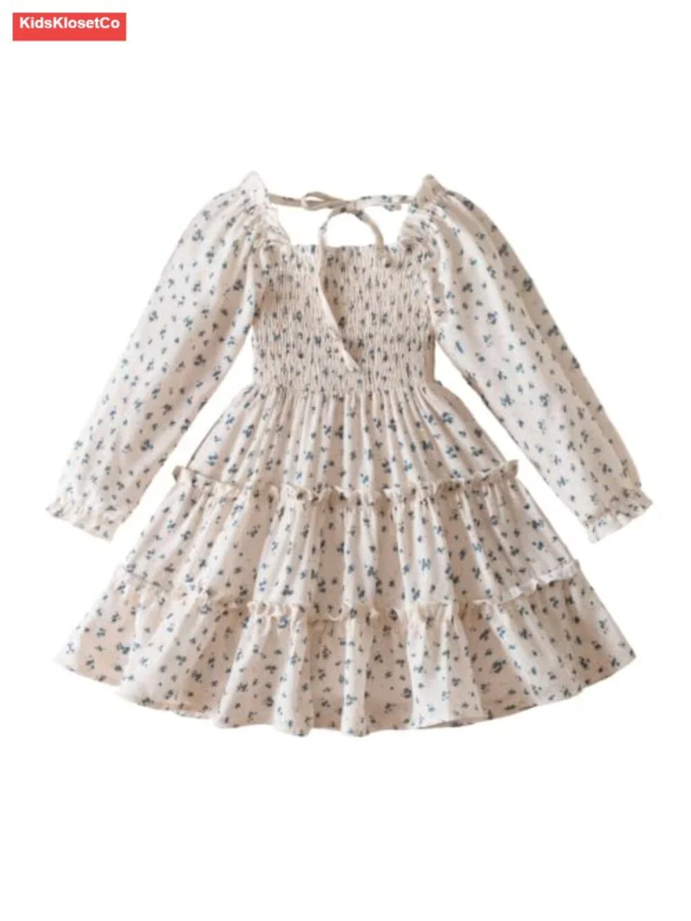 Girls Floral A-line Sundress Knee Length Cotton Blend